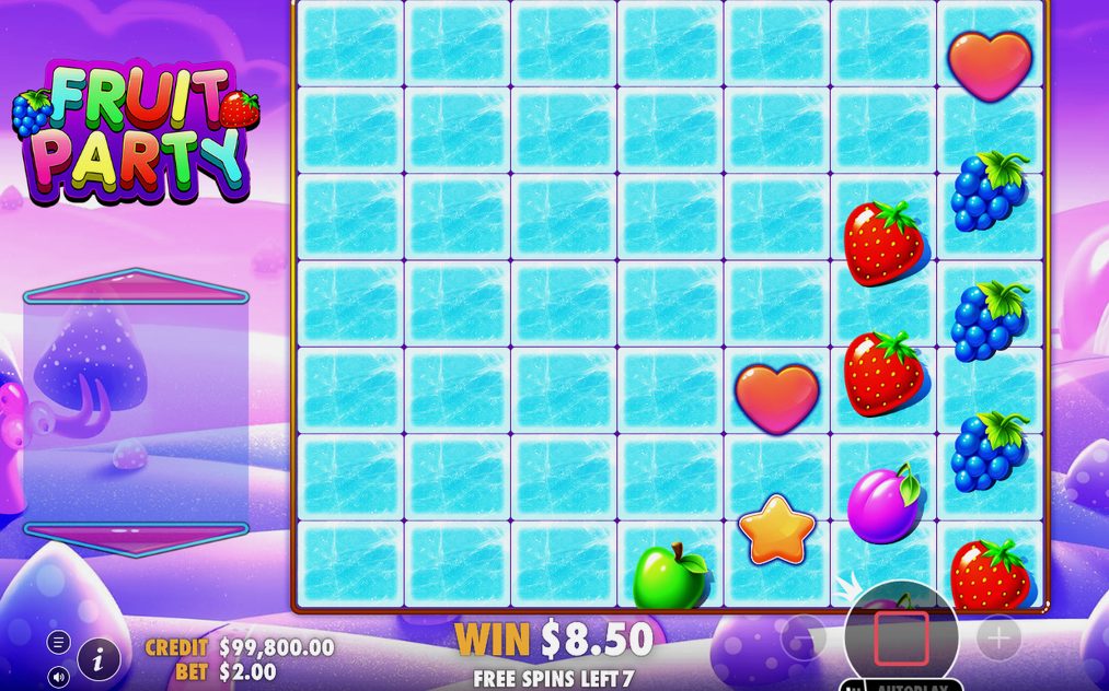 Night-time candy-land background during the Free Spins