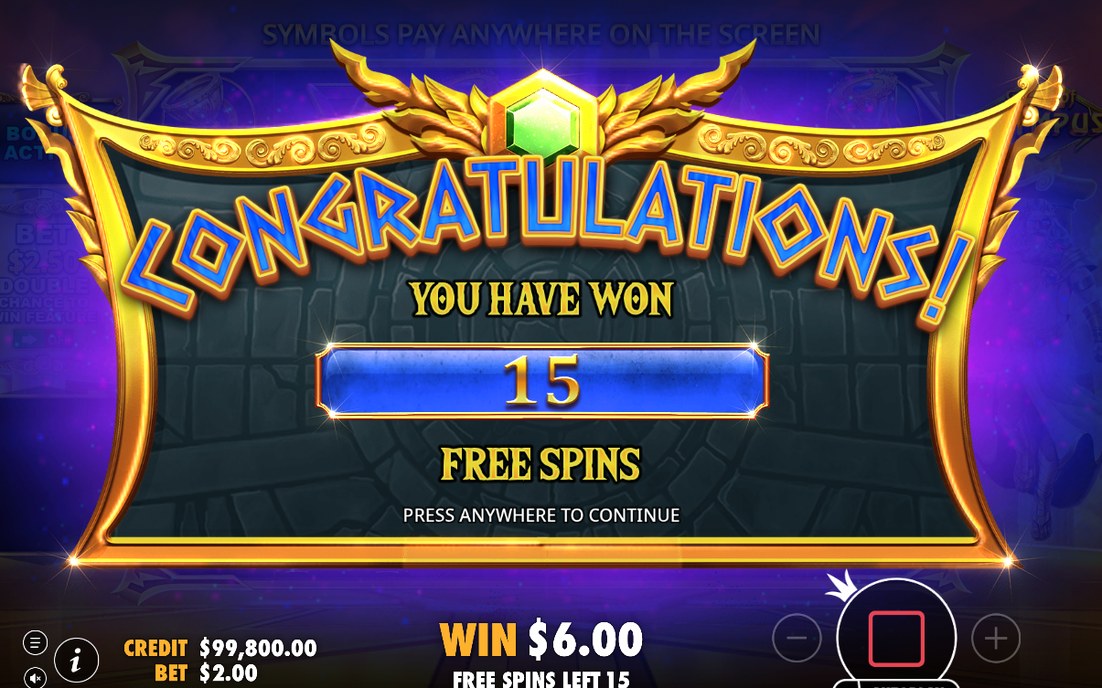 Free spins screen with TOTAL MULTIPLIER counter